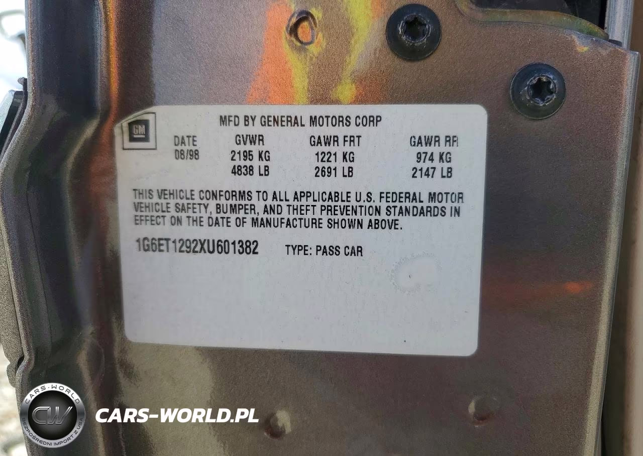 1999 Cadillac Eldorado Touring VIN:1G6ET1292XU601382 - 12