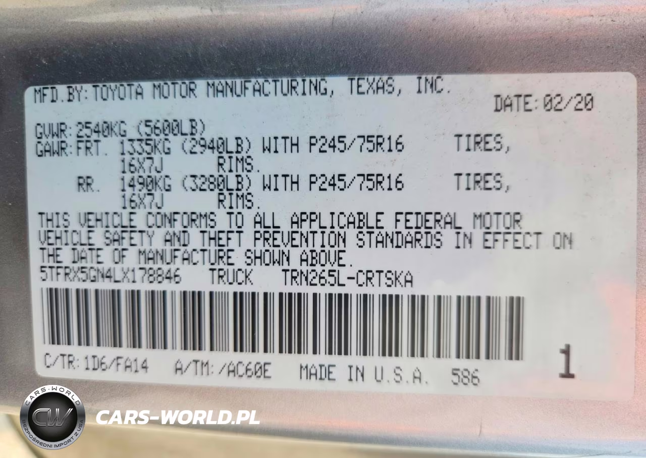 2020 Toyota Tacoma Sr VIN:5TFRX5GN4LX178846 - 13