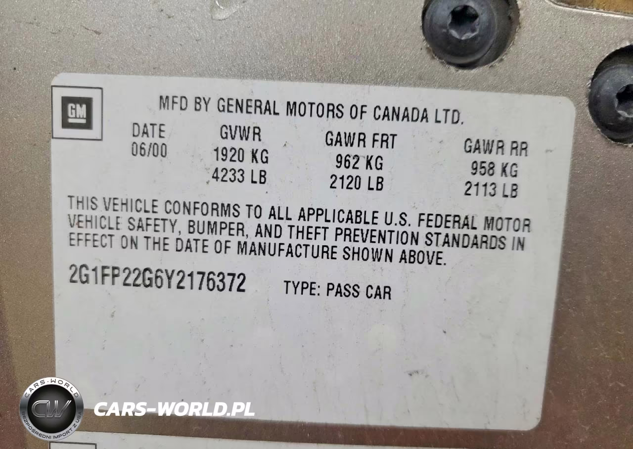 2000 Chevrolet Camaro Z28 VIN:2G1FP22G6Y2176372 - 12