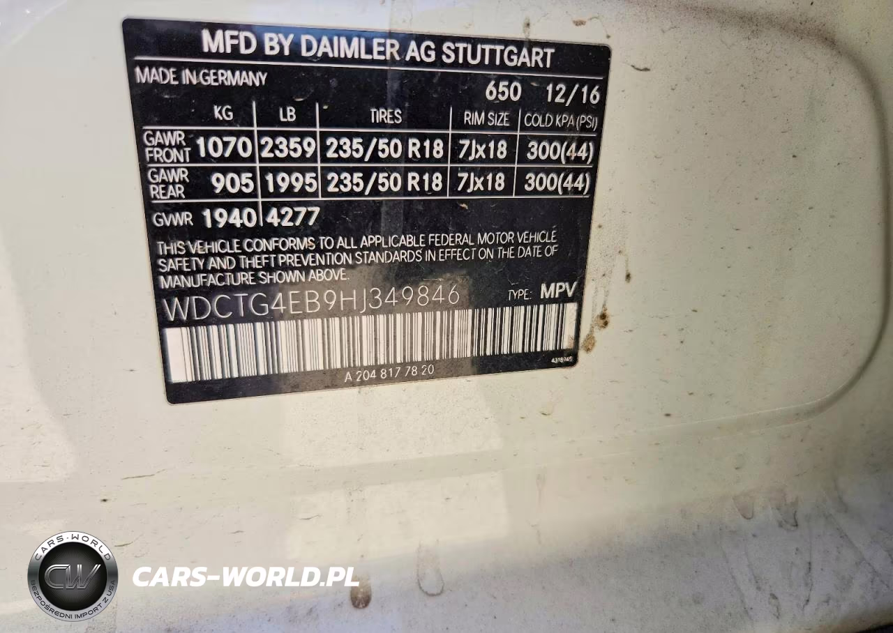 2017 Mercedes-Benz Gla 250 VIN:WDCTG4EB9HJ349846 - 13