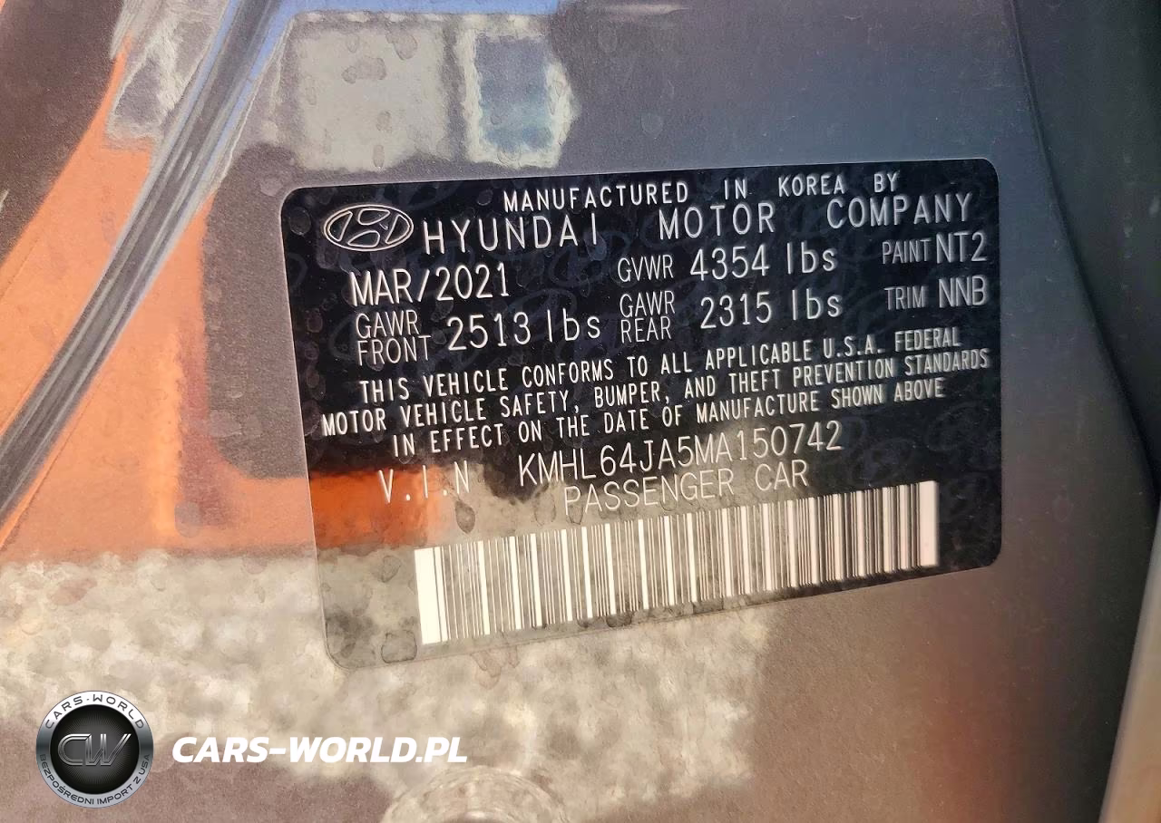 2021 Hyundai Sonata Sel VIN:KMHL64JA5MA150742 - 12