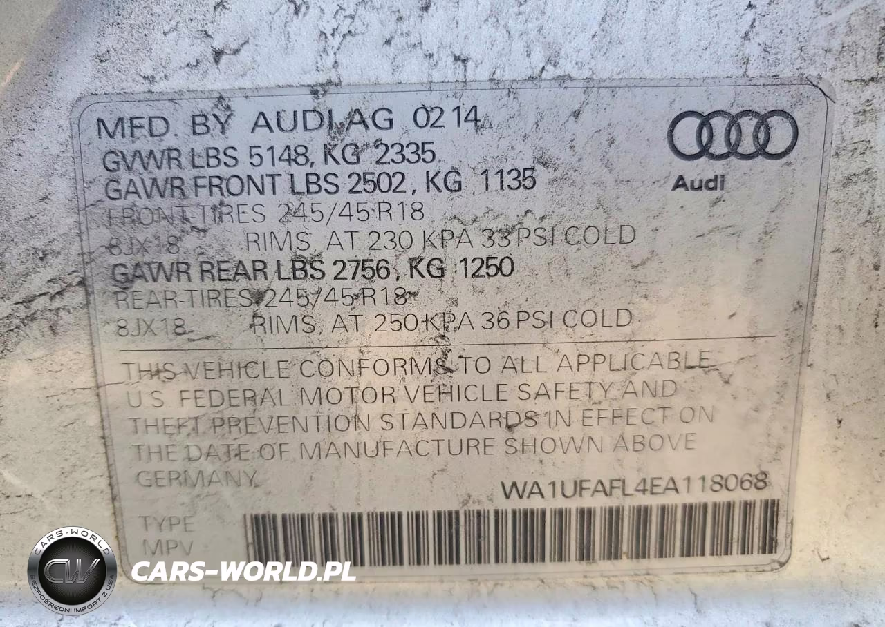 2014 Audi A4 Allroad Premium Plus VIN:WA1UFAFL4EA118068 - 12