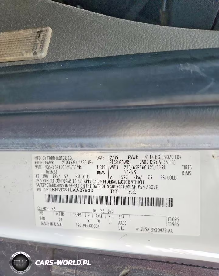 2020 Ford Transit T-250 VIN:1FTBR2C81LKA07933 - 13