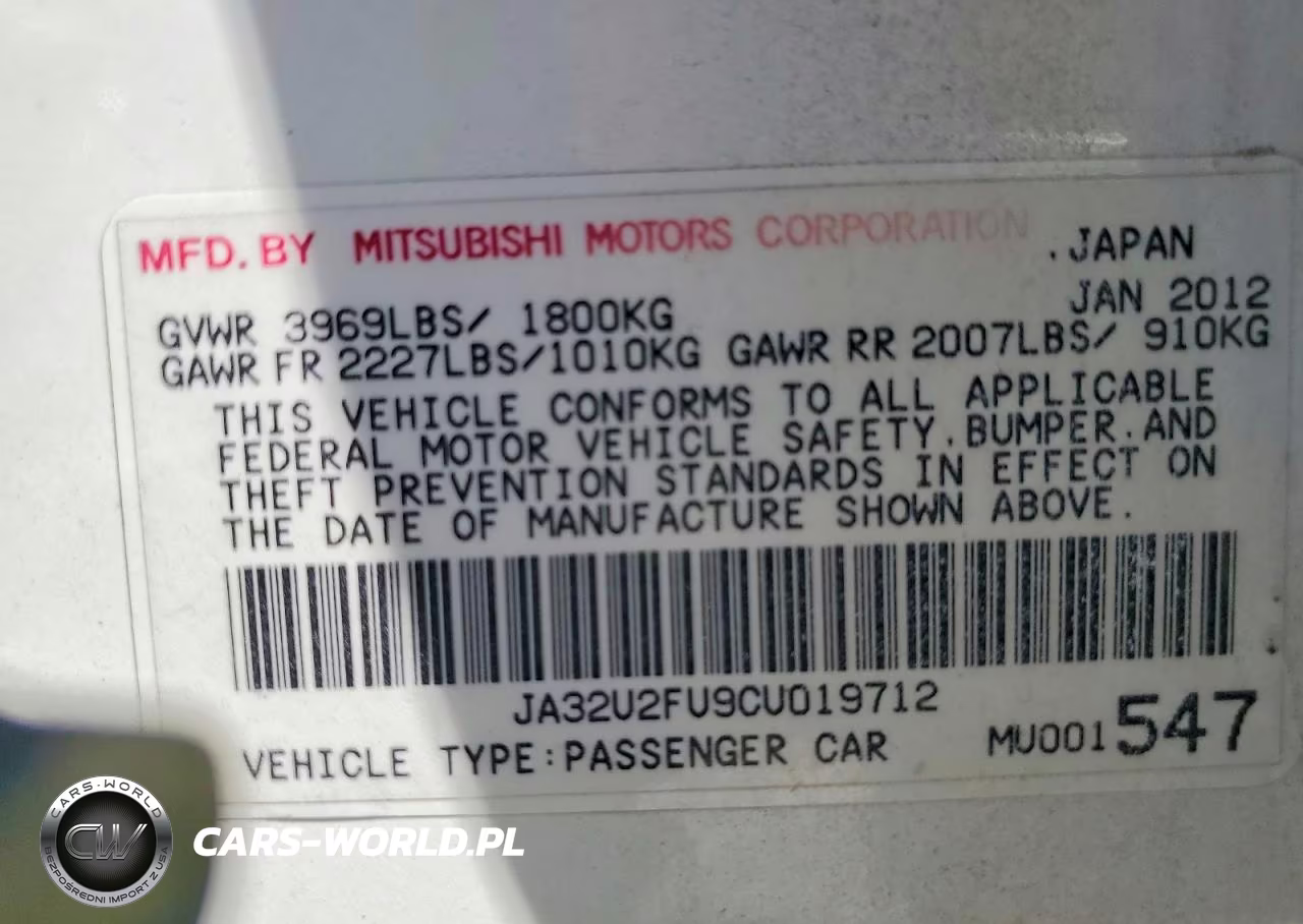 2012 Mitsubishi Lancer Es VIN:JA32U2FU9CU019712 - 12
