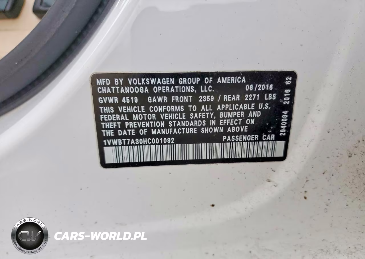 2017 Volkswagen Passat Se VIN:1VWBT7A30HC001092 - 12