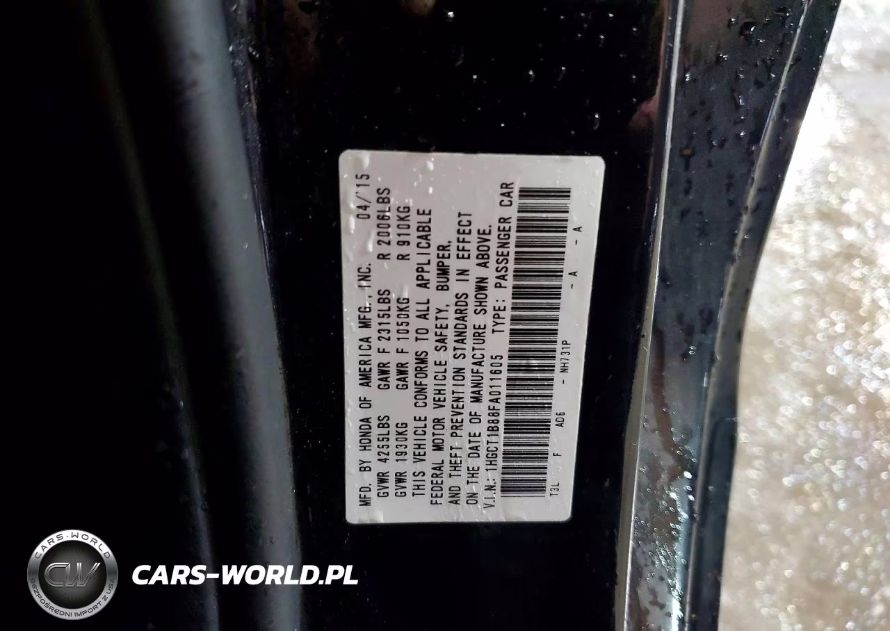 2015 Honda Accord Exl VIN:1HGCT1B88FA011605 - 12