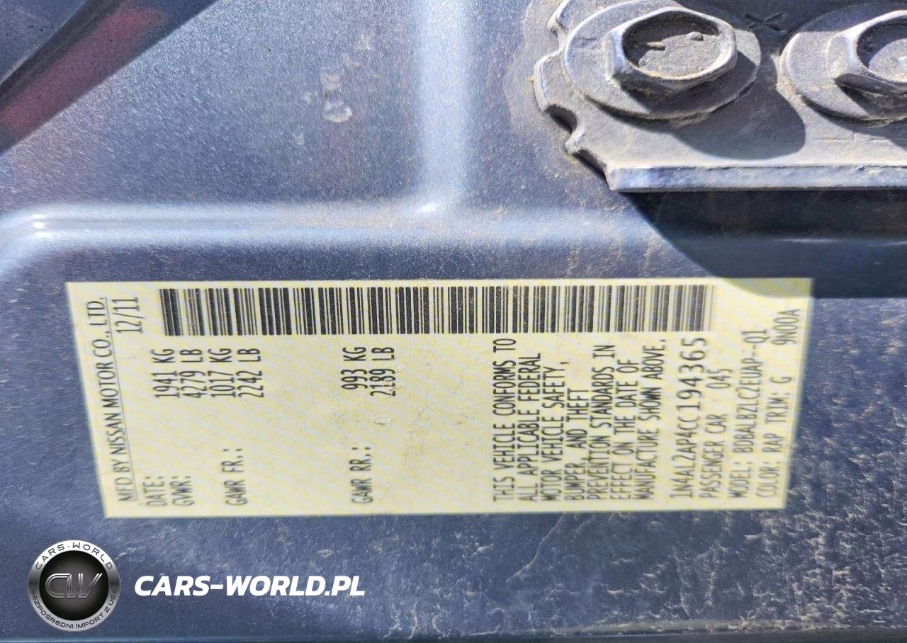 2012 Nissan Altima 2.5 VIN:1N4AL2AP4CC194365 - 13