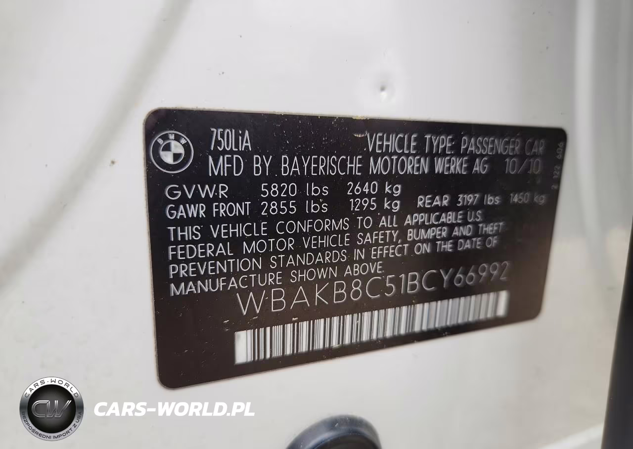 2011 BMW 750 Li VIN:WBAKB8C51BCY66992 - 12