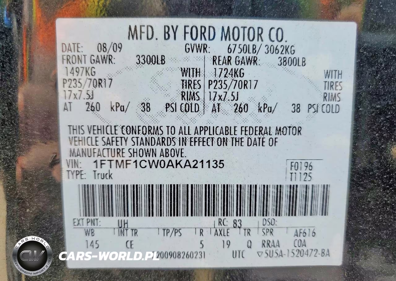 2010 Ford F150 VIN:1FTMF1CW0AKA21135 - 12