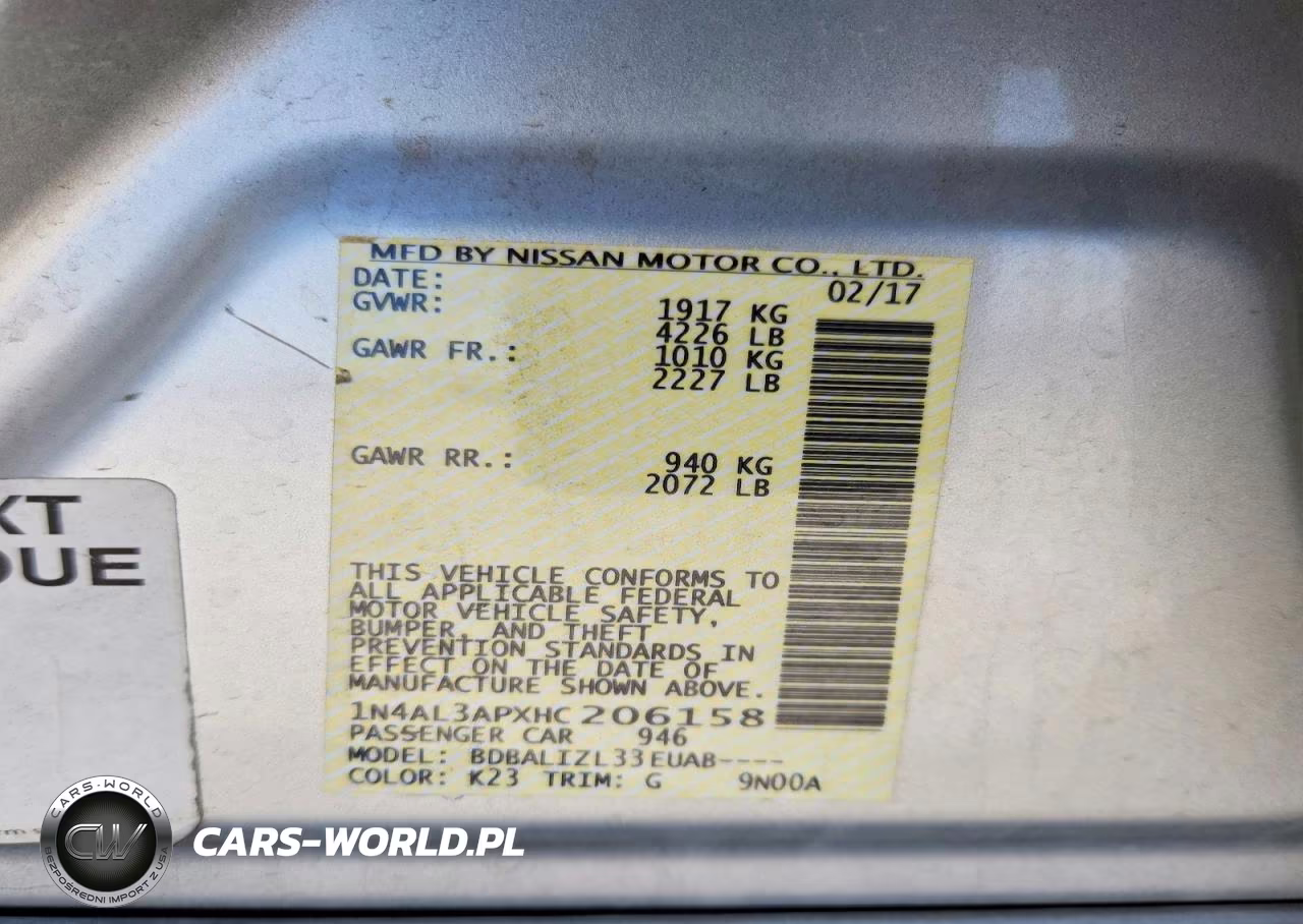 2017 Nissan Altima 2.5 Sv VIN:1N4AL3APXHC206158 - 12
