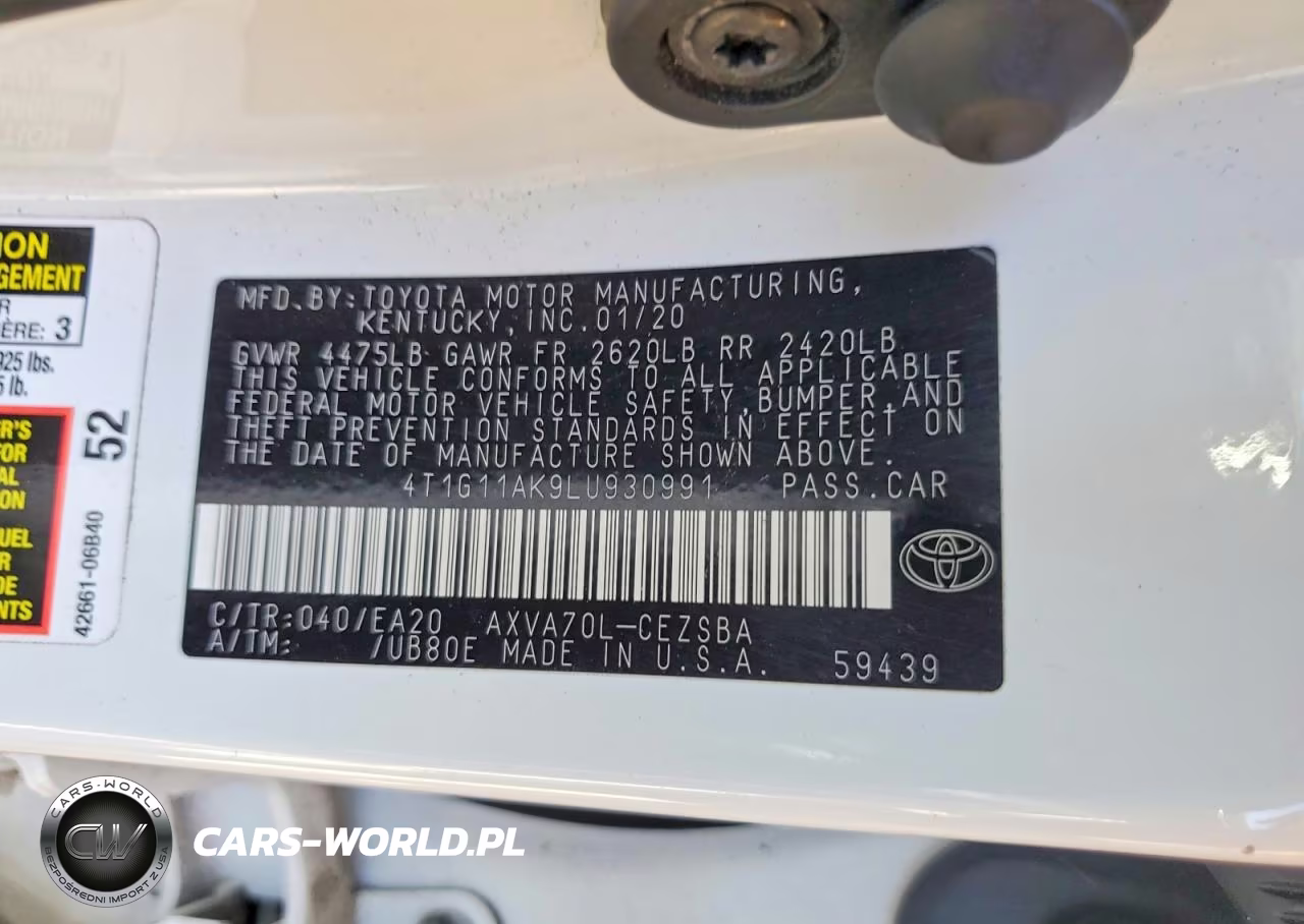 2020 Toyota Camry Se VIN:4T1G11AK9LU930991 - 13