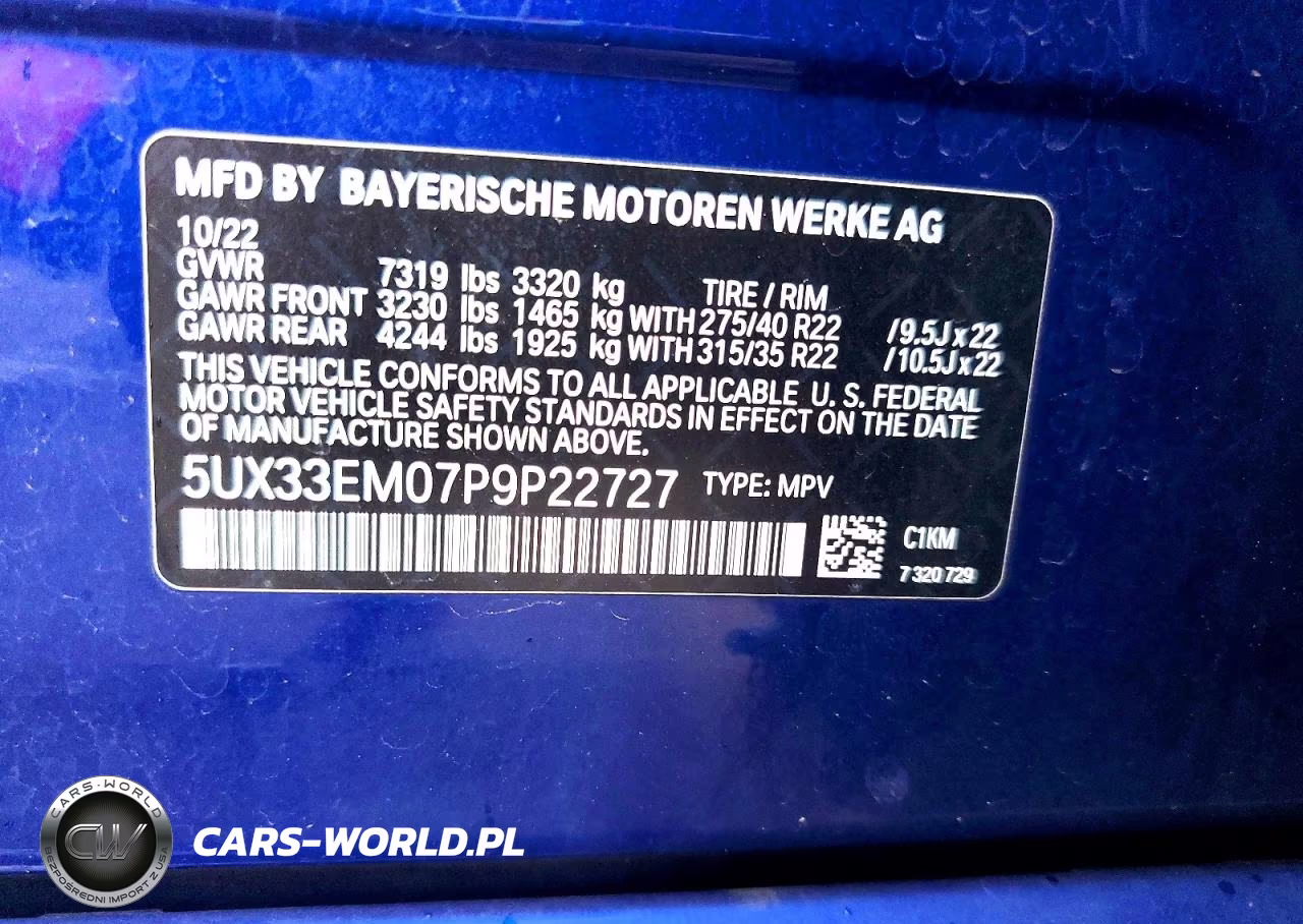 2023 BMW X7 M60I VIN:5UX33EM07P9P22727 - 13