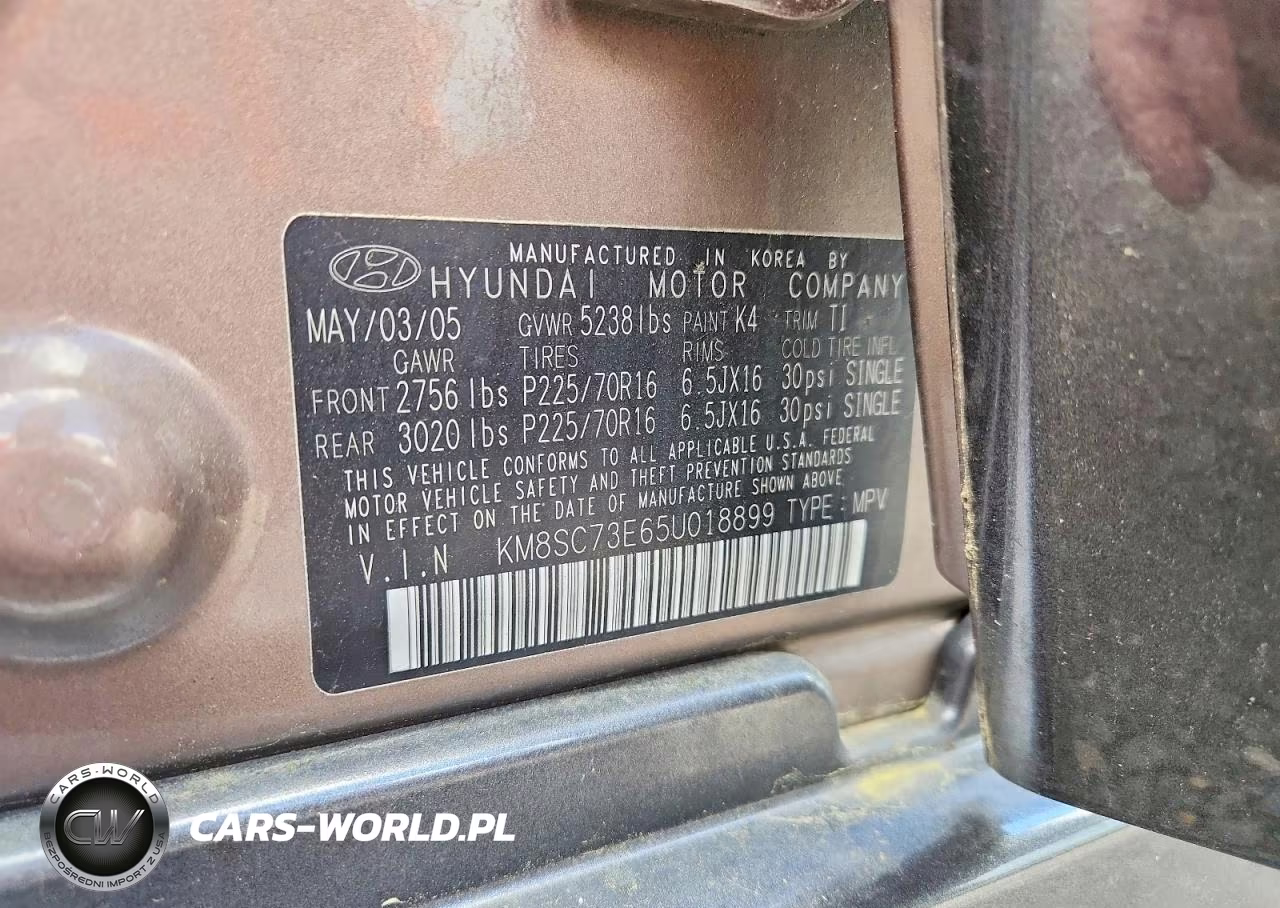 2005 Hyundai Santa Fe Gls VIN:KM8SC73E65U018899 - 13