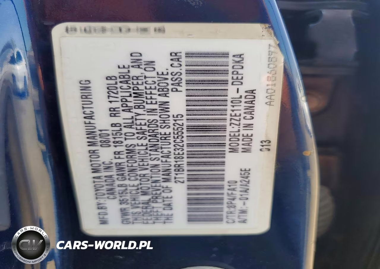 2002 Toyota Corolla Le VIN:2T1BR18E32C555215 - 12