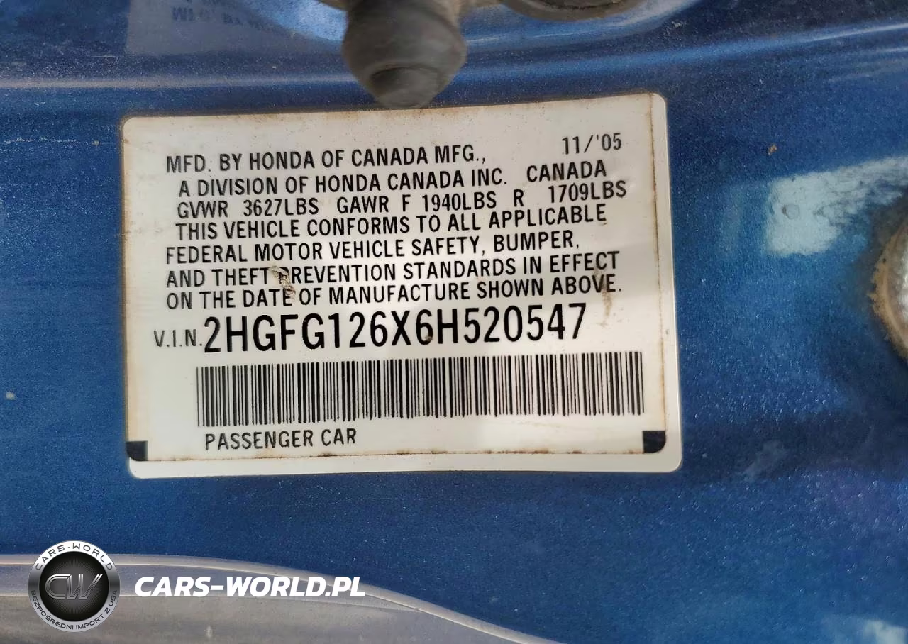 2006 Honda Civic Lx VIN:2HGFG126X6H520547 - 12