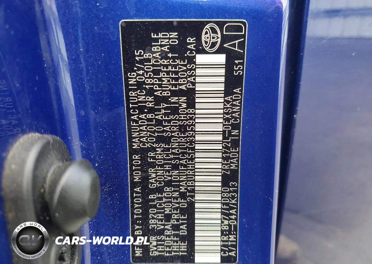 2015 Toyota Corolla S VIN:2T1BURHE5FC395938 - 12