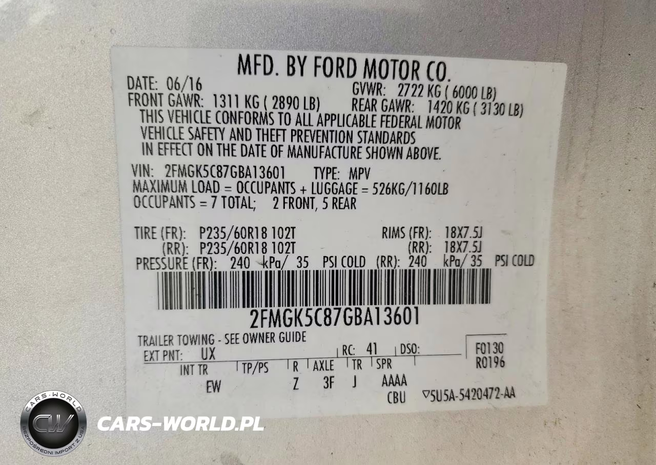 2016 Ford Flex Sel VIN:2FMGK5C87GBA13601 - 13