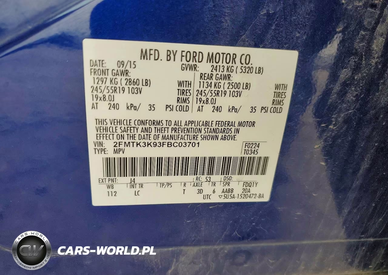 2015 Ford Edge Titanium VIN:2FMTK3K93FBC03701 - 14
