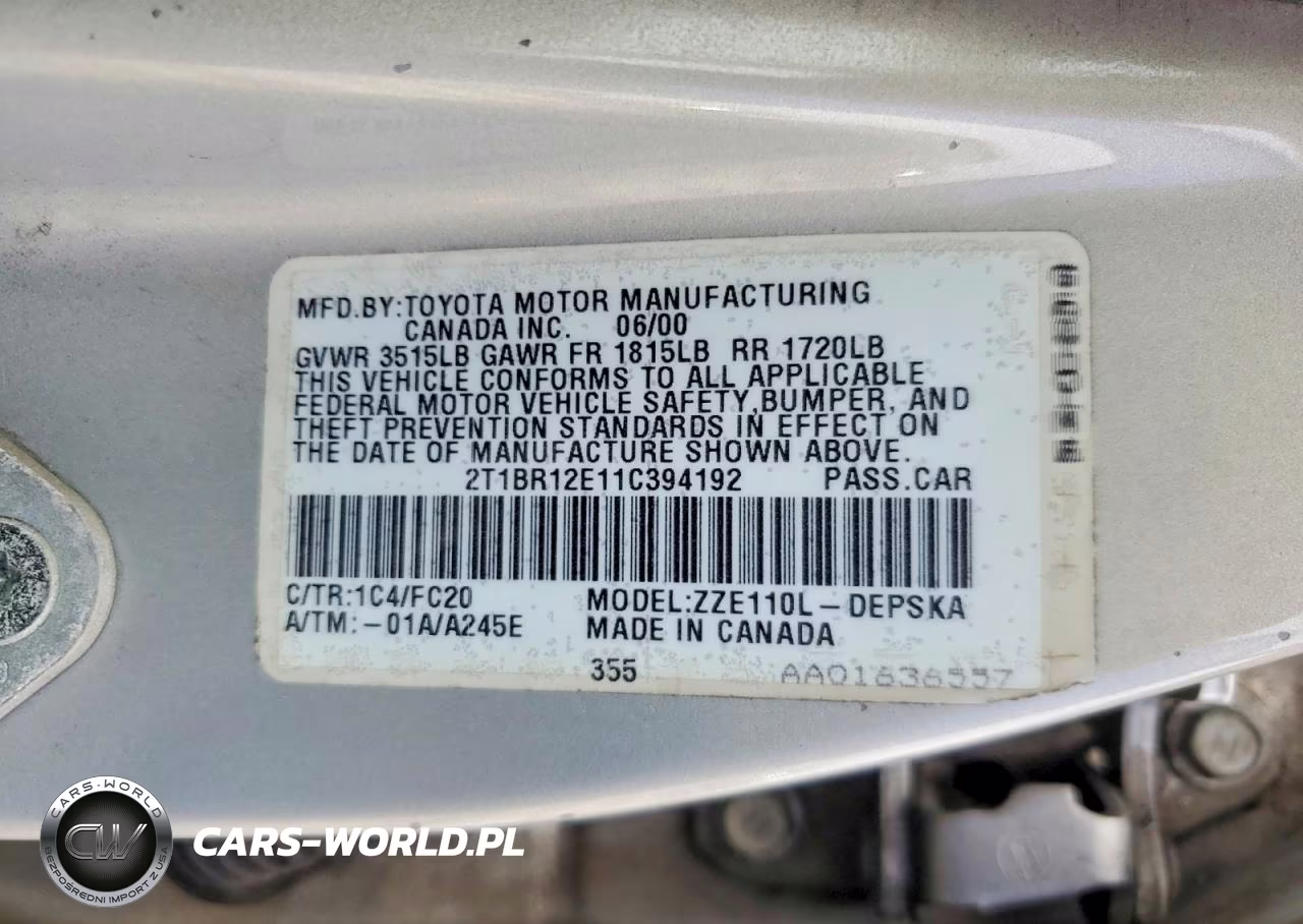 2001 Toyota Corolla S VIN:2T1BR12E11C394192 - 13