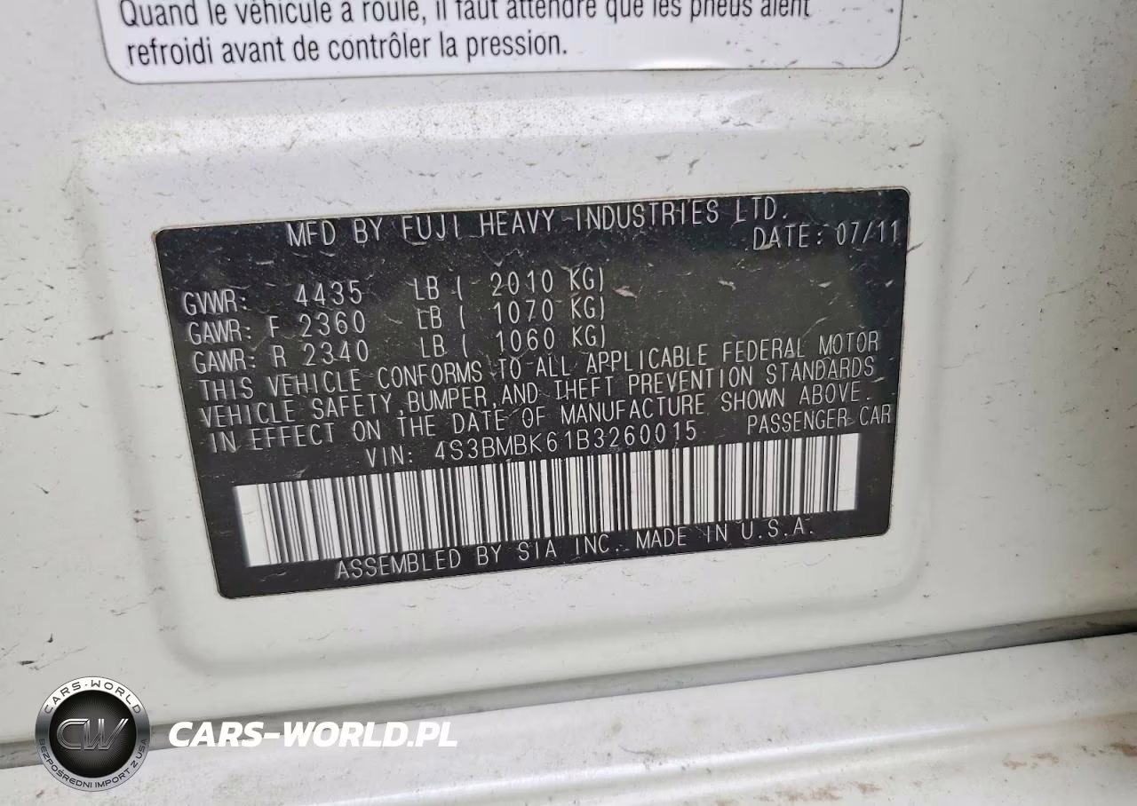 2011 Subaru Legacy 2.5I Limited VIN:4S3BMBK61B3260015 - 13