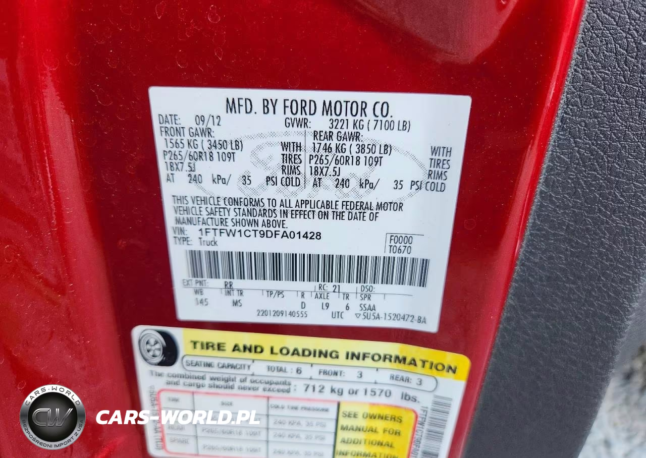 2013 Ford F150 Supercrew VIN:1FTFW1CT9DFA01428 - 12