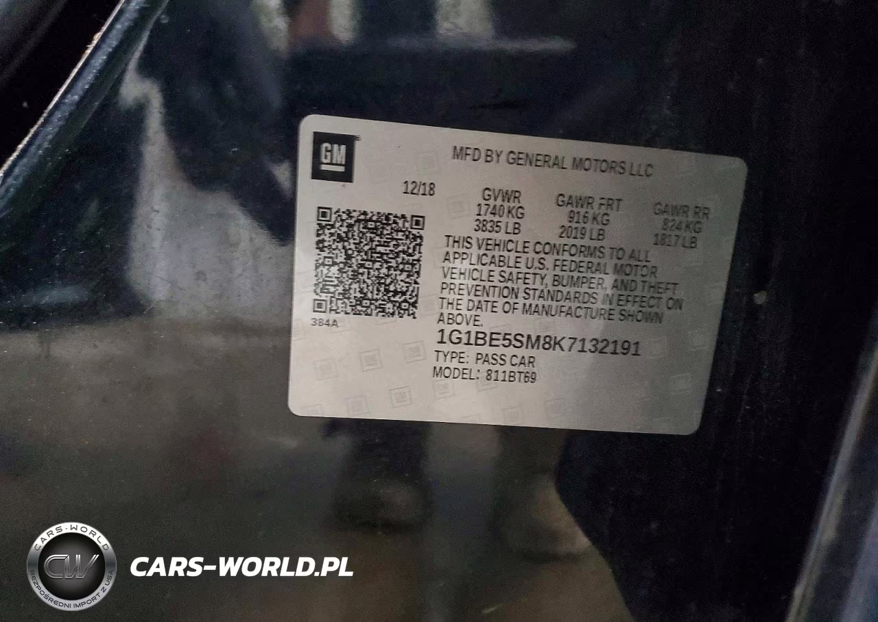 2019 Chevrolet Cruze Lt VIN:1G1BE5SM8K7132191 - 13