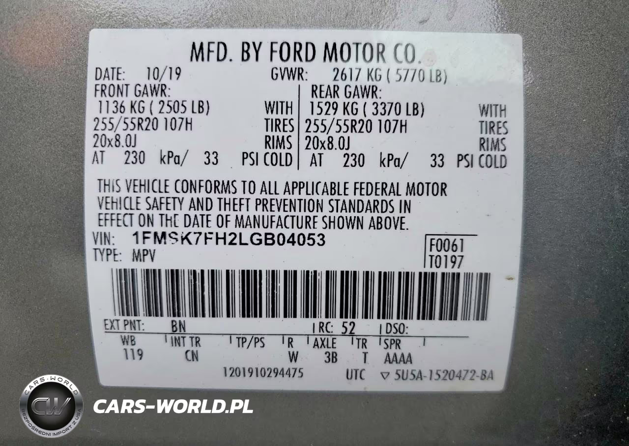 2020 Ford Explorer Limited VIN:1FMSK7FH2LGB04053 - 14