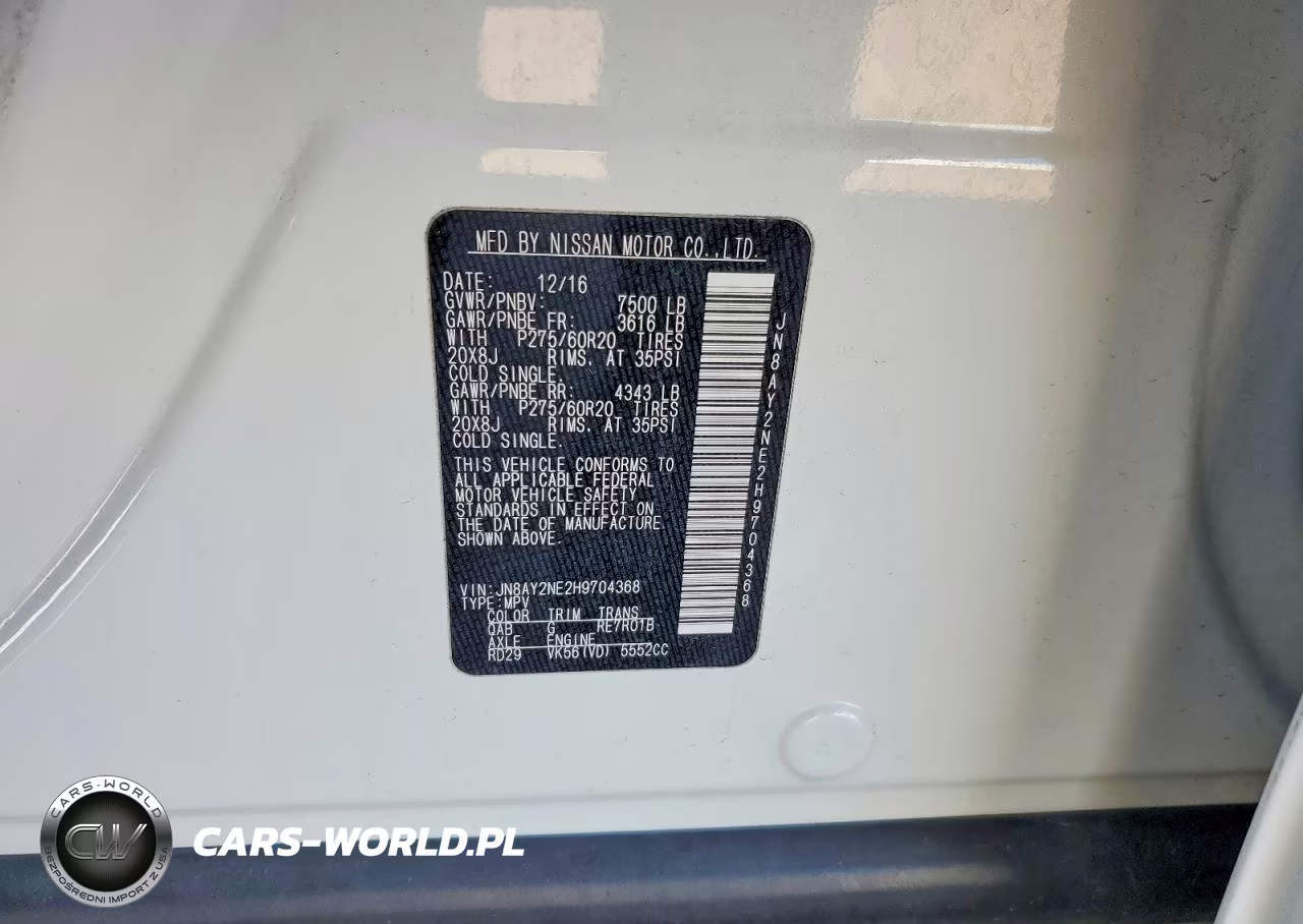 2017 Nissan Armada Platinum VIN:JN8AY2NE2H9704368 - 14