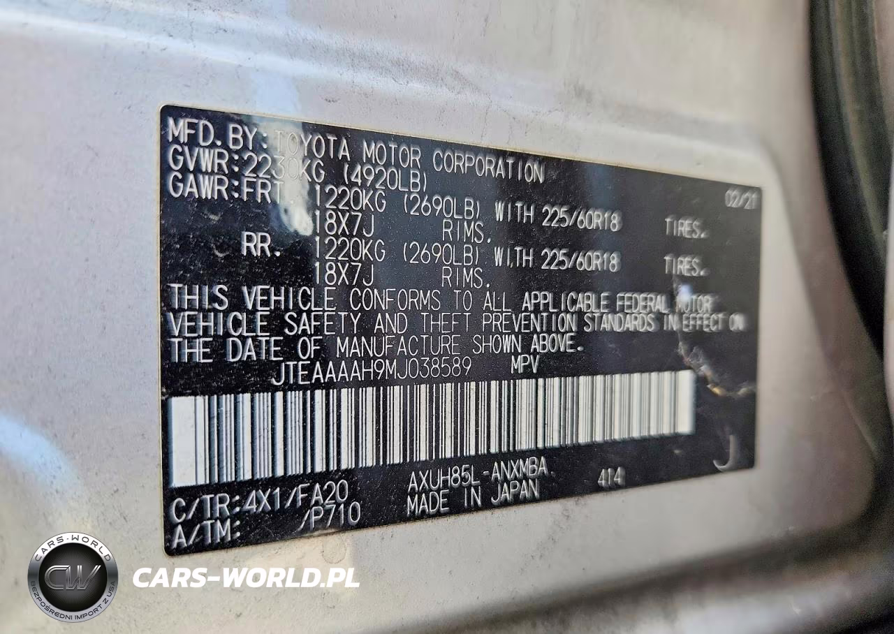 2021 Toyota Venza Le VIN:JTEAAAAH9MJ038589 - 13