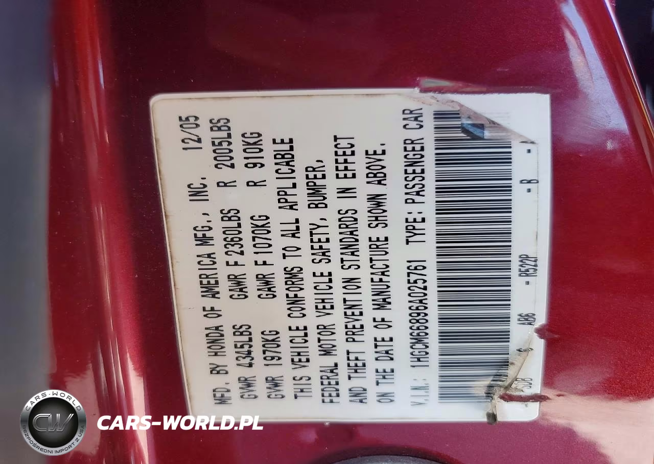 2006 Honda Accord Ex VIN:1HGCM66896A025761 - 12
