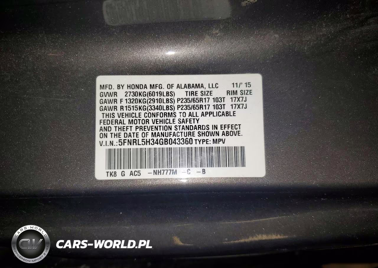 2016 Honda Odyssey Se VIN:5FNRL5H34GB043360 - 14