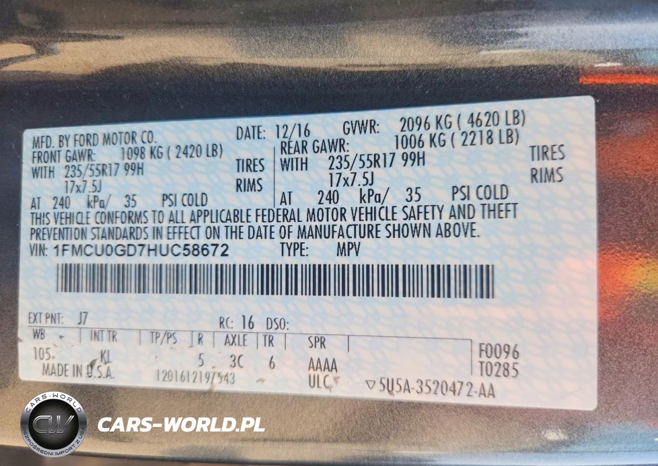 2017 Ford Escape Se VIN:1FMCU0GD7HUC58672 - 13