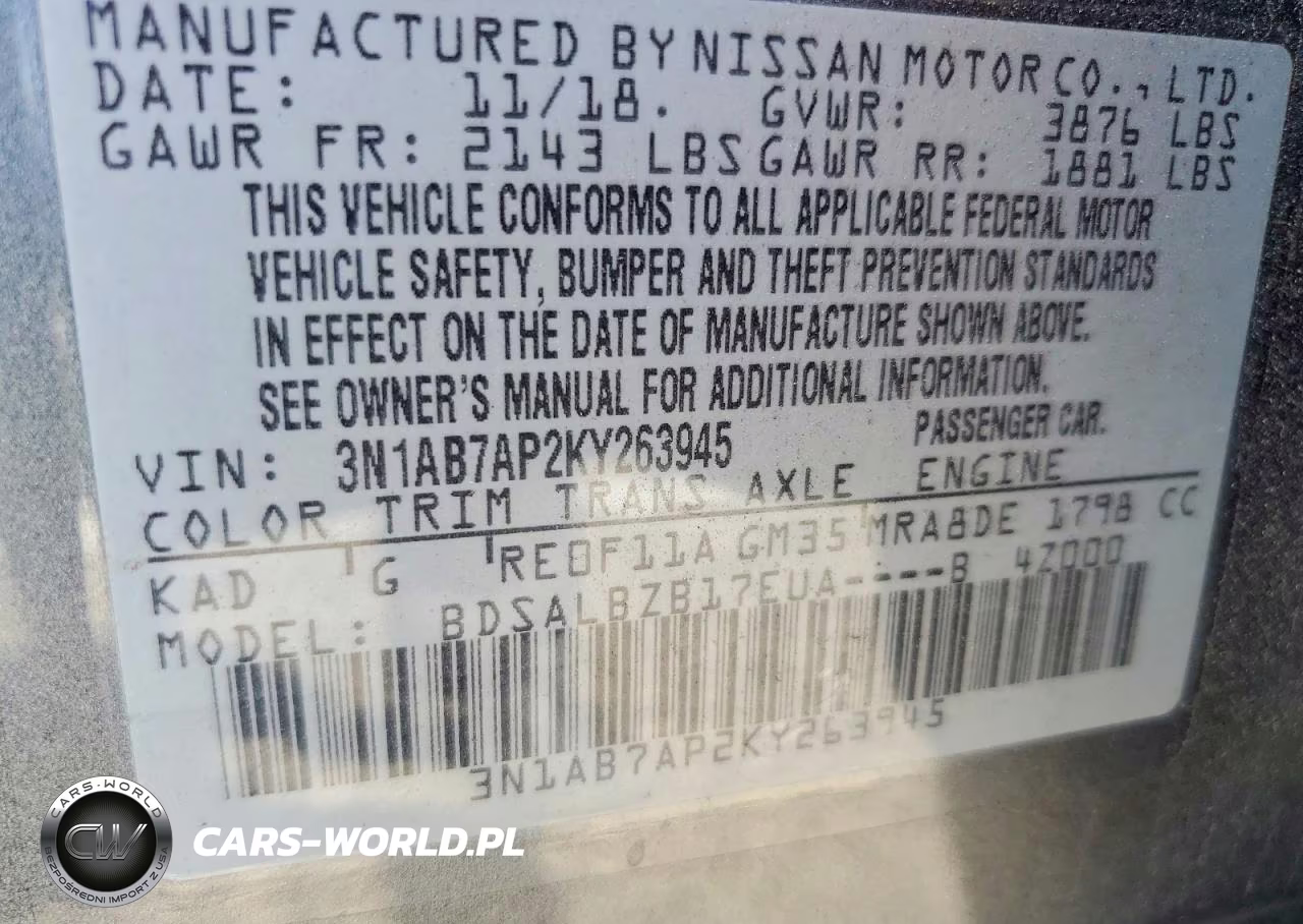 2019 Nissan Sentra S VIN:3N1AB7AP2KY263945 - 13
