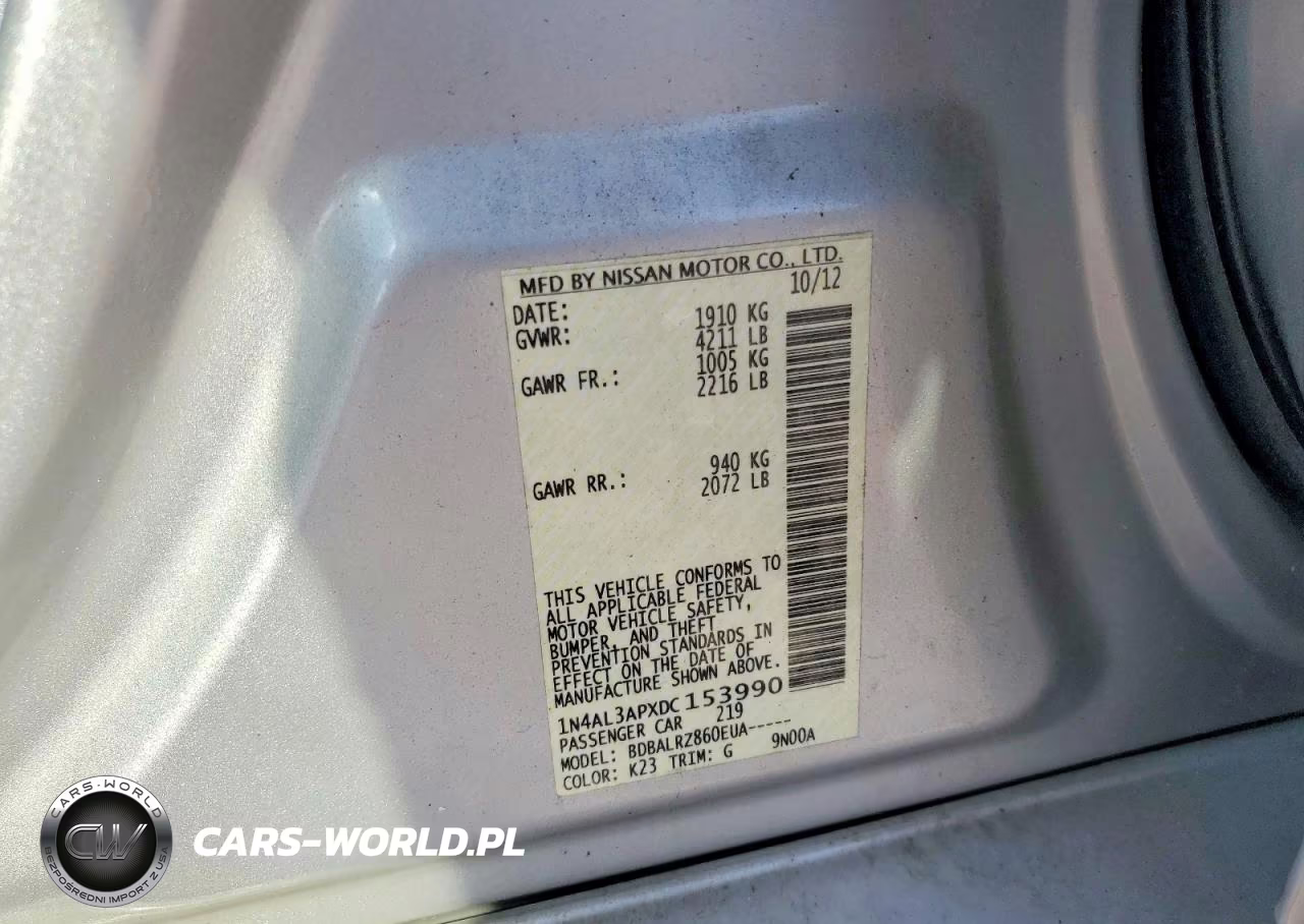 2013 Nissan Altima 2.5 VIN:1N4AL3APXDC153990 - 12