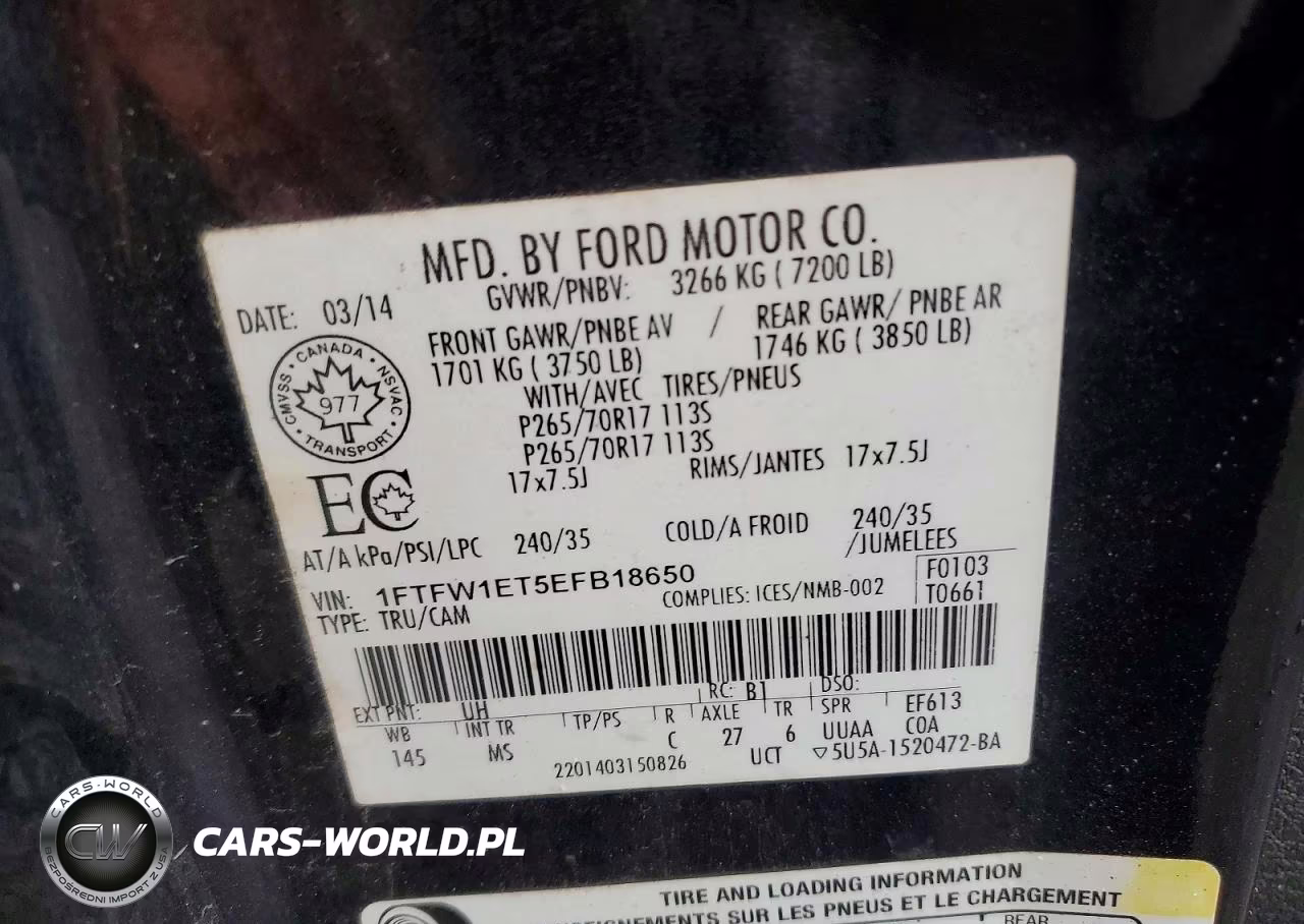 2014 Ford F150 Supercrew VIN:1FTFW1ET5EFB18650 - 12