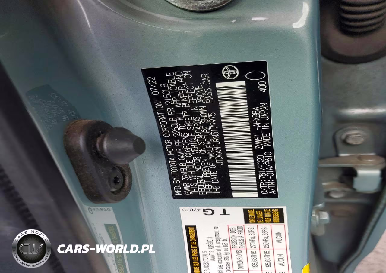 2022 Toyota Prius L Eco VIN:JTDKAMFU9N3179975 - 13