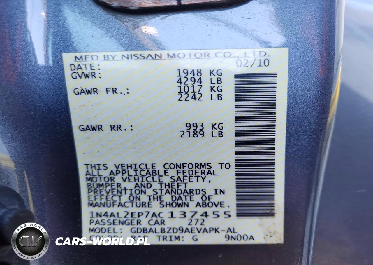 2010 Nissan Altima S VIN:1N4AL2EP7AC137455 - 12