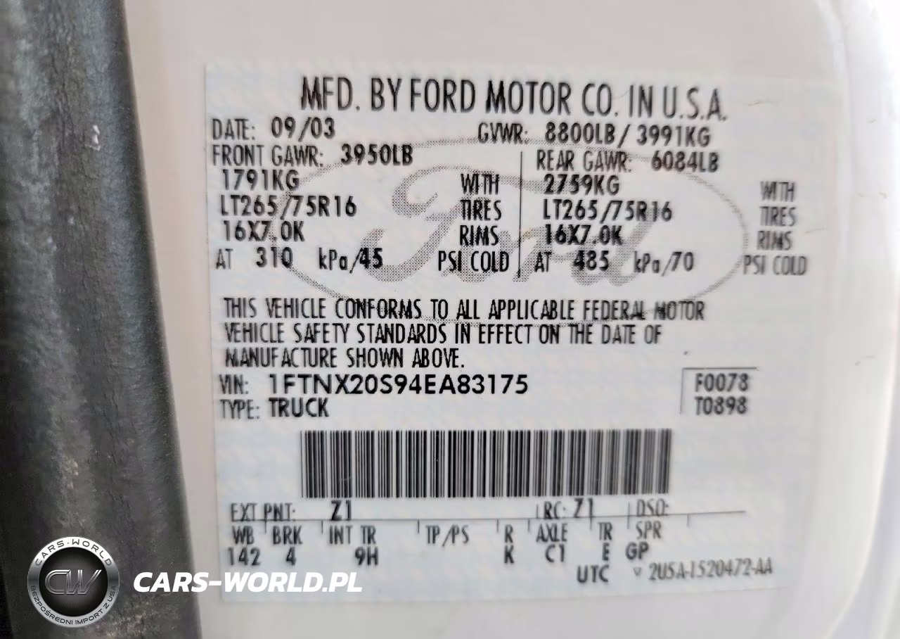 2004 Ford F250 Super Duty VIN:1FTNX20S94EA83175 - 12