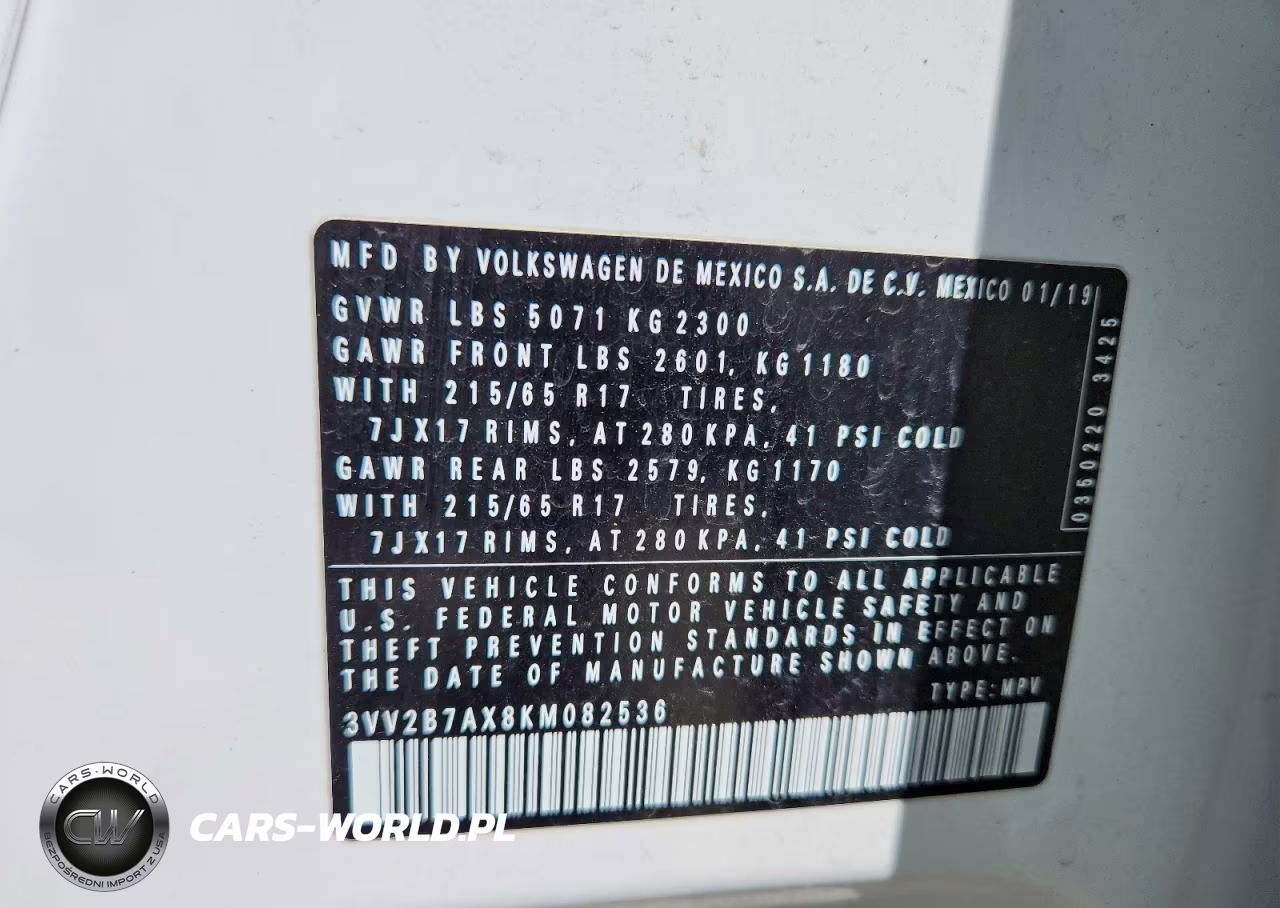 2019 Volkswagen Tiguan Se VIN:3VV2B7AX8KM082536 - 14
