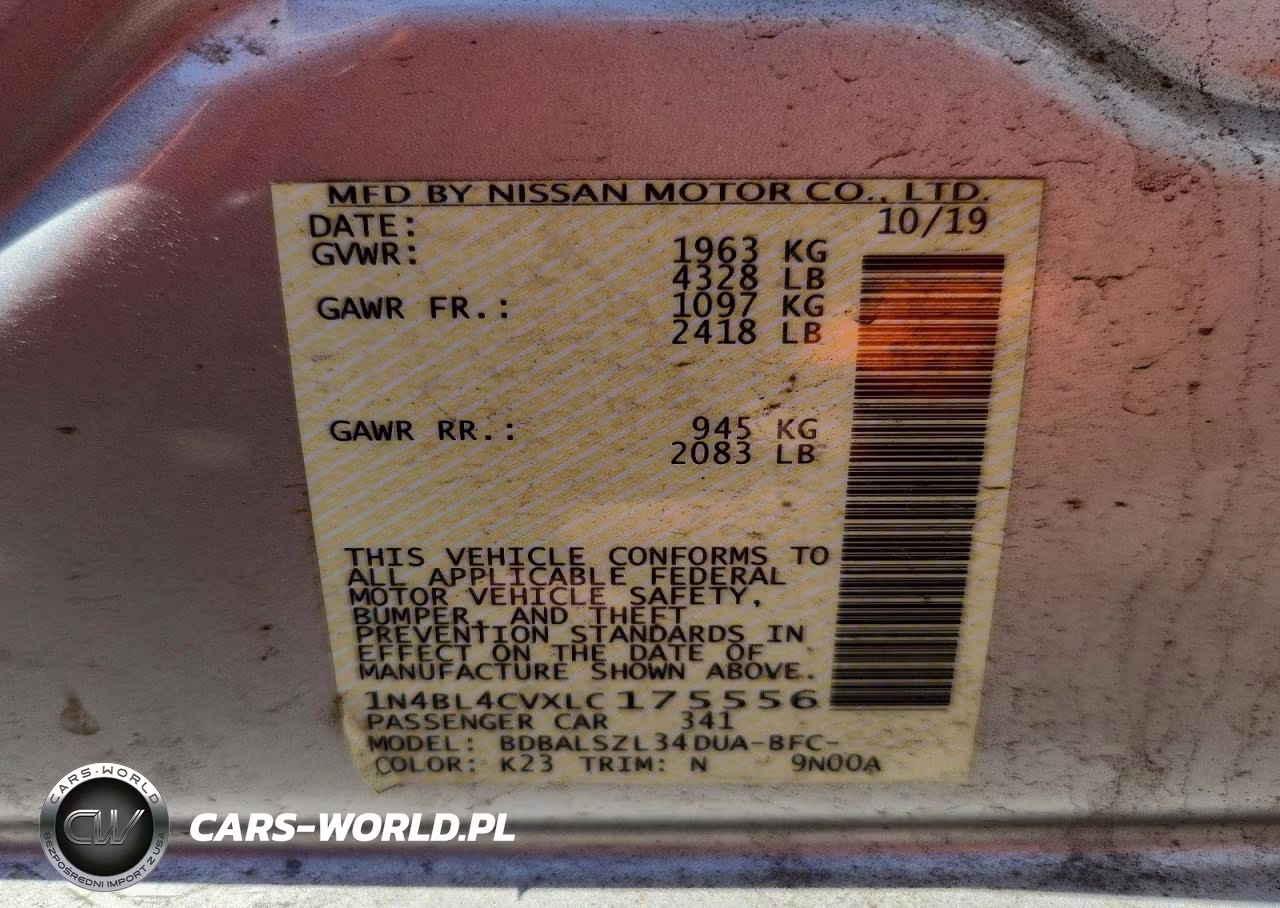 2020 Nissan Altima Sr VIN:1N4BL4CVXLC175556 - 13