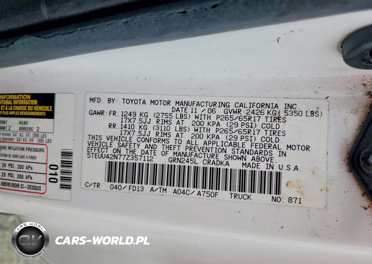 2007 Toyota Tacoma Access Cab VIN:5TEUU42N77Z357112 - 12