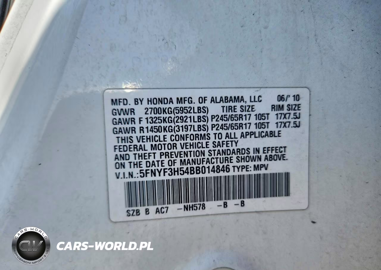 2011 Honda Pilot Exl VIN:5FNYF3H54BB014846 - 14