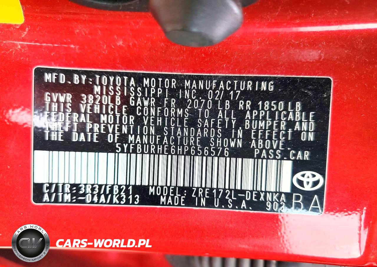 2017 Toyota Corolla Le VIN:5YFBURHE6HP656576 - 12