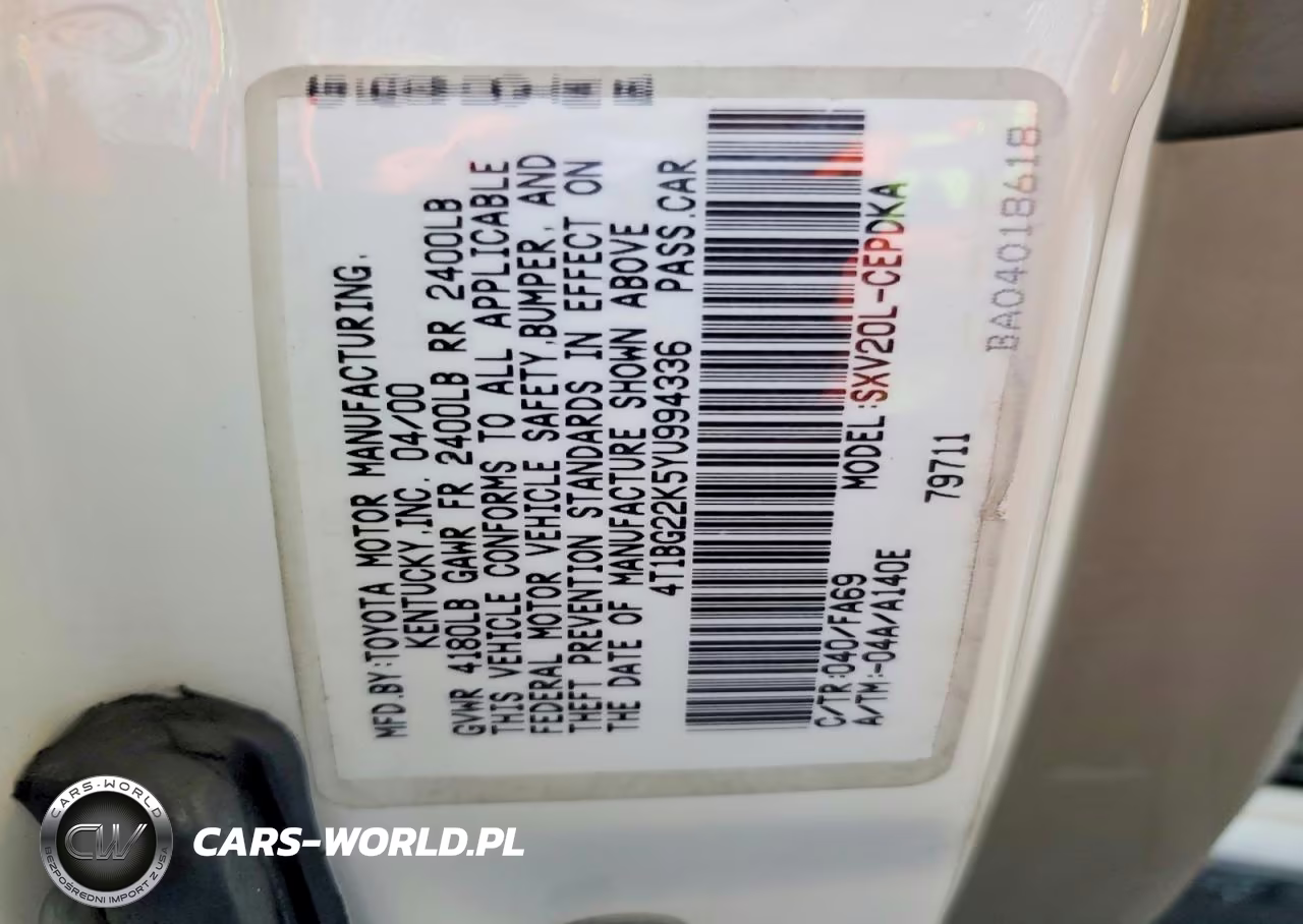 2000 Toyota Camry Ce VIN:4T1BG22K5YU994336 - 12