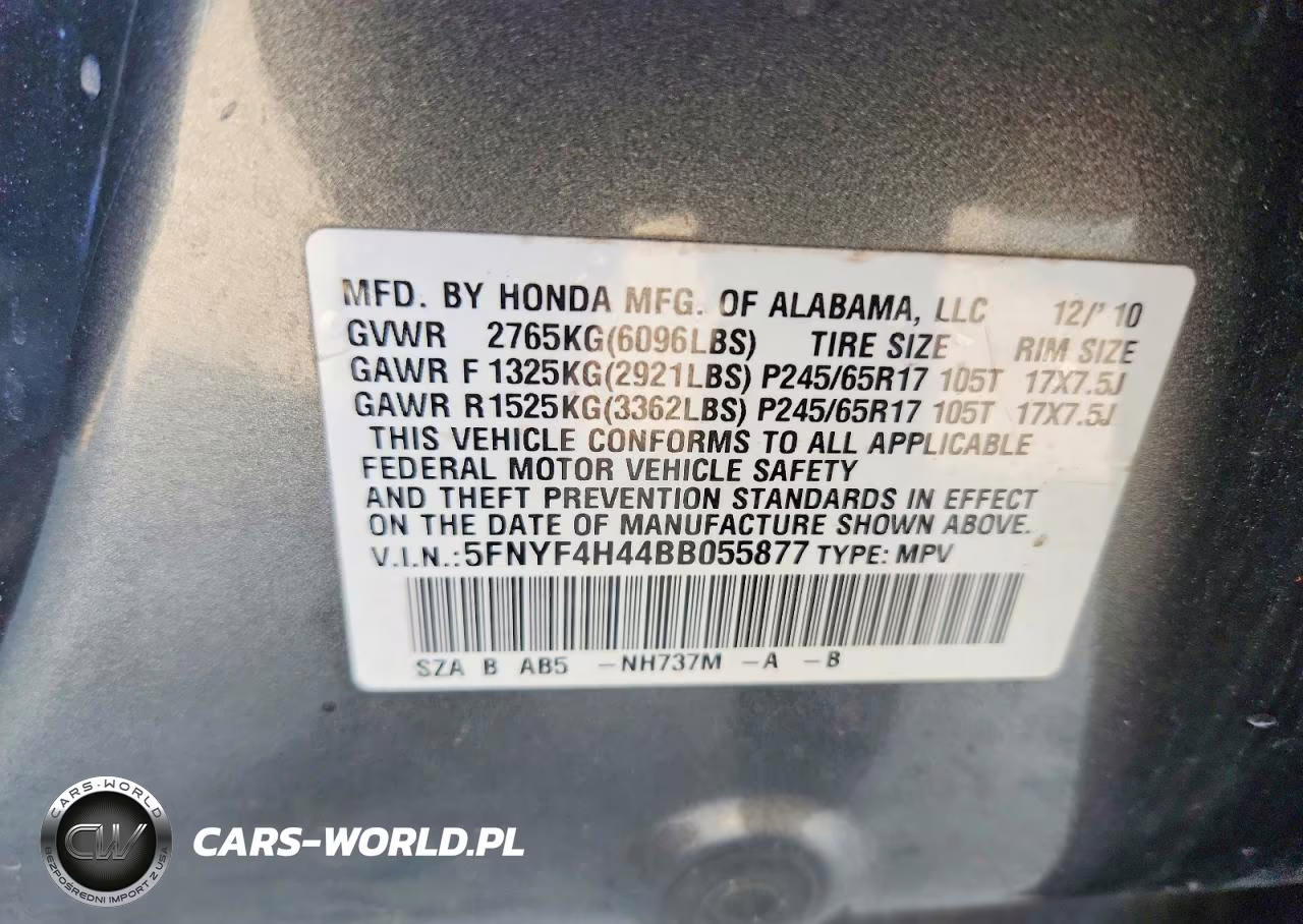2011 Honda Pilot Ex VIN:5FNYF4H44BB055877 - 13
