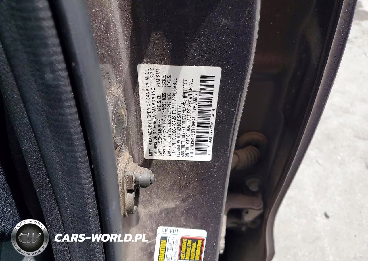 2015 Honda Cr-V Lx VIN:2HKRM4H35FH699347 - 13