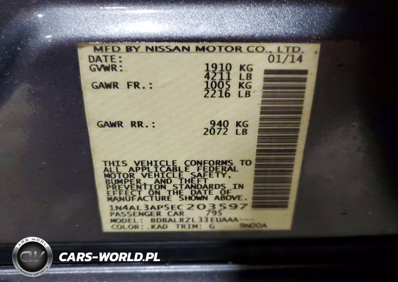 2014 Nissan Altima 2.5 VIN:1N4AL3AP5EC203597 - 12