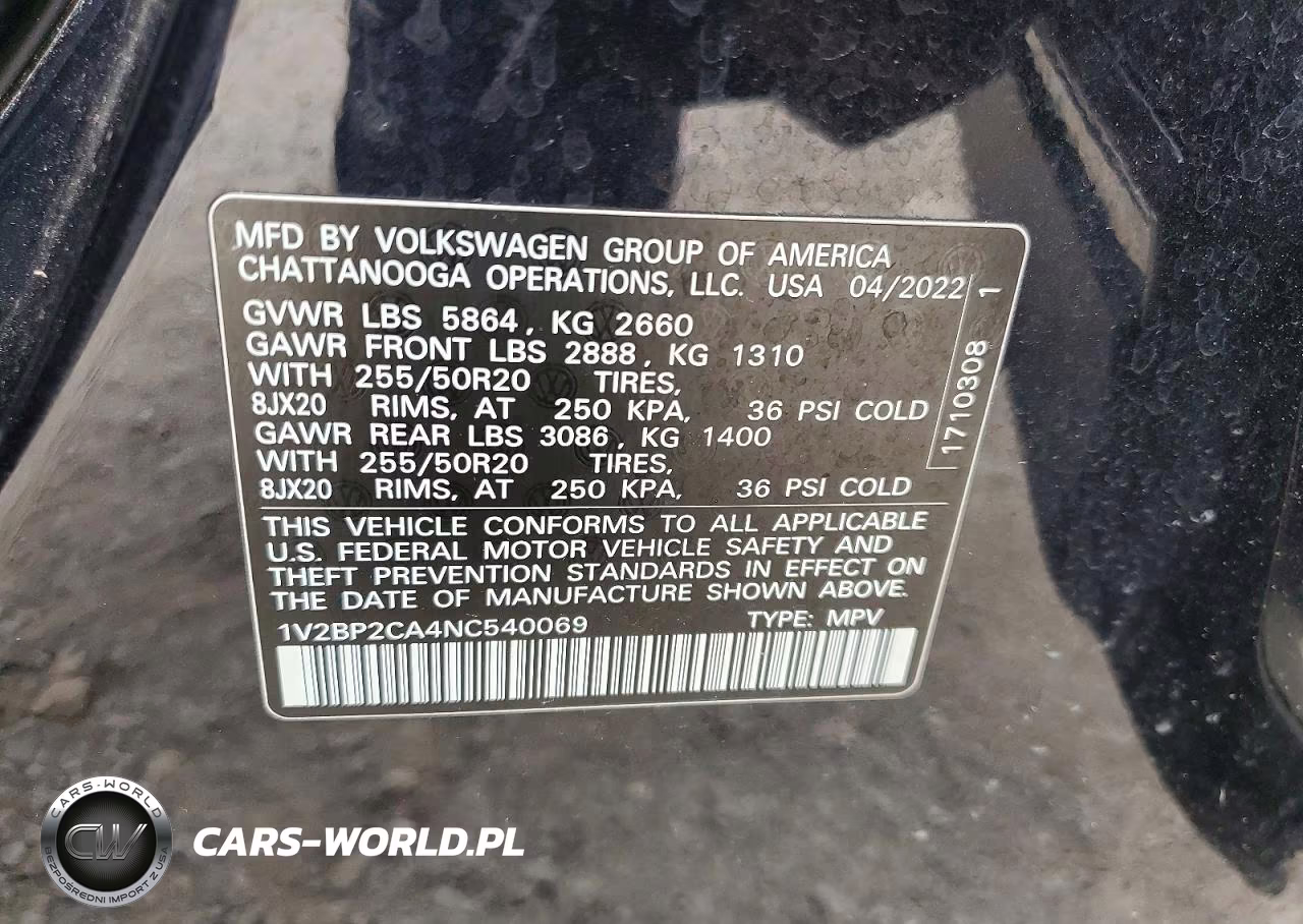 2022 Volkswagen Atlas Sel VIN:1V2BP2CA4NC540069 - 13