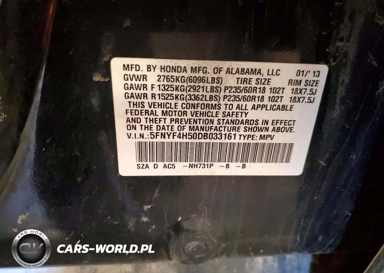 2013 Honda Pilot Exl VIN:5FNYF4H50DB033161 - 13