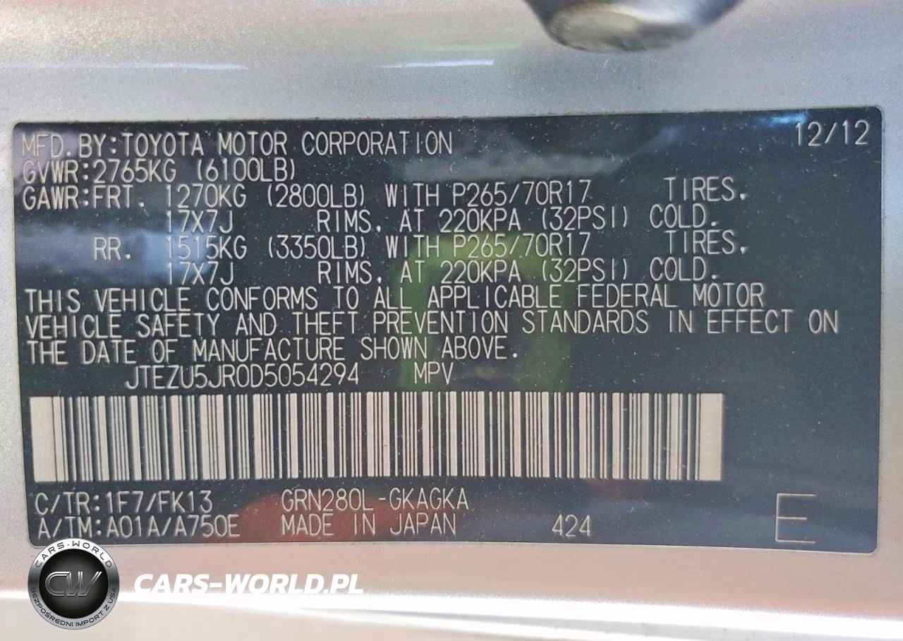 2013 Toyota 4Runner VIN:JTEZU5JR0D5054294 - 13